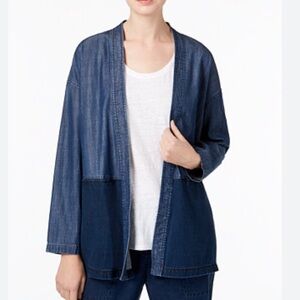 Eileen Fisher Organic cotton blend kimono jacket oversized size small chambray